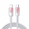 JOYROOM S-A42 Crystal Clear Series opletený rýchlonabíjací a dátový kábel 30W Lightning / USB-C pre iPhone / iPad / AirPods - 1,2 m - biely - možnosť vrátiť tovar ZADARMO do 30tich dní