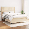 vidaXL Posteľný rám boxspring s matracom krémový 140x200 cm látka