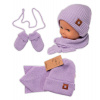 Baby Nellys Pletená čiapka so šálom a rukavičky 3v1, STAR - fialová Baby Nellys