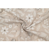 Režná bavlna biele kvety na béžovej