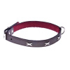 COBBYS PET Obojok z pravej kože hnedý, podšitý a zdobený znakom ”X” 20mm/40cm