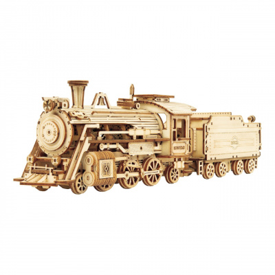 RoboTime drevené 3D puzzle Parná lokomotíva