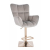 LuxuryForm DESIGN Barové kreslo AURORA VELUR na zlatej hranatej podstave - svetlo šedé