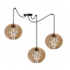 Light Home Závesné svietidlo Timber Spider 2, 3x drevené tienidlo