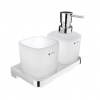 Nimco Maya - Dávkovač mydla a pohárik s držiakom, matné sklo/chróm MA 2905831C-26