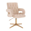 LuxuryForm DESIGN Kozmetická stolička BOSTON VELUR na zlatom kríži - krémová