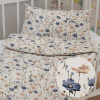 Biante Detské bavlnené posteľné obliečky do postieľky Sandra SA-630 Modro-hnedé vlčie maky na svetlo vanilkovom Do postieľky 100x135 a 40x60 cm