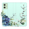 Flip pouzdro iSaprio na mobil Motorola Moto G54 5G - Blue Flowers s kapsičkami na karty (Knížkové flipové pouzdro iSaprio pro mobil Motorola Moto G54 5G - Blue Flowers - elegantní obal s kapsami, stoj