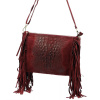 Dámska kožená bordová crossbody kabelka Luka 26-015 Croco