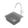 Granitový drez Vima s batériou Grohe Bau Loop 500x530 mm sivý
