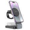 AppleMix Bezdrôtová Qi nabíjačka / stojan 3 v 1 pre Apple iPhone / hodinky / slúchadlá AirPods - podpora MagSafe - čierna