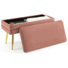 Čalúnená lavica s úložným priestorom a kovovými nohami Make-up Bench Modern Storage Bench Pink