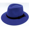 Fiebig - Headwear since 1903 Cestovný vodeodolný klobúk vlnený od Fiebig - modrý s koženou stuhou - širák Veľkosť: 58 cm