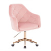 LuxuryForm DESIGN Kozmetické kreslo ROMA VELUR na zlatej podstave s kolieskami - svetlo ružové