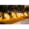 Reťaz MagicHome Vianoce Pine, 10x LED teplá biela, so šiškami, 2xAA, jednoduché svietenie, osvetlenie, L-1,35 m