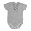 Baby Nellys Dojčenské rebrované body s gombíkmi kr. rukáv, Girl - sivé, veľ. 86 68 (3-6m)