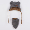 Zimná dojčenská čiapočka so šatkou na krk New Baby Teddy bear šedá - 80 (9-12m)
