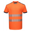 PORTWEST HI-VIS PW3 T181 / Funkčné reflexné tričko - HV oranžová/námorná modrá XXXL