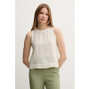 Ľanová blúzka United Colors of Benetton béžová farba, jednofarebná, 5BMLDQ0BU XL