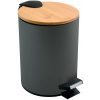 Spirella pedálový odpadkový kôš Adonis, tmavosivý, oceľ, bambusové veko, 3 l