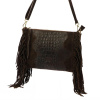 Dámska kožená crossbody kabelka tmavohnedá s brmbolcami Luka 26-015 CROCO