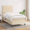 vidaXL Posteľný rám boxspring s matracom krémový 90x190 cm látka