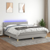 vidaXL Posteľ boxsping s matracom a LED bledosivá 180x200 cm látka 3133973