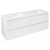Sapho EZARA dvojumývadlová skrinka 140x55x46cm, biela lesk EZ141-3030
