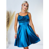 Krátke áčkové spoločenské šaty - petrolejové - UNI
