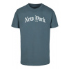 New York Wording Tee - dustyblue L
