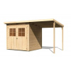 drevený domček KARIBU GLUCKSBURG 4 + prístavok 190 cm (83232) natur
