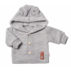 Elegantný pletený svetrík s gombíkmi a kapucňou s uškami Baby Nellys, sivý 86 (12-18m)