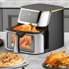 Beztuková vzduchová fritéza 10L Veľkokapacitná Visual 1400W strieborná čierna