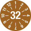 Kontrolná nálepka 32, hnedá, fólia samolepiaca, 25 mm, BJ = 5 x 15 ks