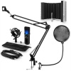 Auna MIC-900B-LED USB mikrofónová sada V5, čierna, kondenzátorový mikrofón, pop filter, akustická clona, rameno (60001971-V5)