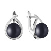 Gaura Pearls Stříbrné náušnice s černou 9.5-10 mm perlou Beth, stříbro 925/1000 SK21110EL/B Černá