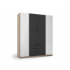 Šatníková skriňa so zrkadlom Kaja 2 2F 3S 200x239x62 - dub/čierna