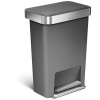 Simplehuman 45 l, pedálový, obdĺžnikový, sivý plast/nerez