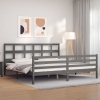 zahrada-XL Posteľný rám s čelom sivý 200x200 cm masívne drevo 3194853