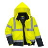 PORTWEST HI-VIS BOMBER S266 / Zateplený reflexný bomber, dvojfarebný - HV žltá/námorná modrá M