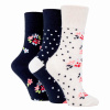 Gentle Grip dámske módne 3 páry ponožky FLORA MIX široký voľný lem