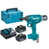 MAKITA DRV150RFJ Nitovačka akumulátorová LXT Li-ion 18V / 2x 3.0Ah + nabíjačka - 2.4 - 4.8 mm priemer nitov