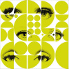 MINDTHEGAP Eyes and circles lime - tapeta