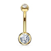14kt zlatý piercing do pupku s guličkami so zirkónmi, Au 585/1000 Farba: žlté zlato, Dĺžka / priemer: 8 mm, Veľkosť koncovky: 4x6 mm