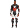 DAINESE LAGUNA SECA 6 PERF 1PC LEATHER SUIT # BLACK/WHITE/RED-FLUO - 54