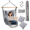 Záhradný nábytok - Závesné kreslo zavesenie brazílskeho záhradného výkyvu 3 svetlo šedé vankúše (Závesné kreslo zavesenie brazílskeho záhradného výkyvu 3 svetlo šedé vankúše)