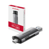 AXAGON CRE-SAC, USB3.2 Gen 1 Type-C + Type-A externá čítačka kariet SD/microSD, podpora UHS-I CRE-SAC