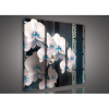 Obraz na plátne viacdielny - OB3152 - Biela orchidea modrý vzor 90cm x 80cm - S6