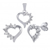 Silvego Strieborný obľúbený srdiečkový set so zirkónmi JJJS582 (náušnice, prívesok)