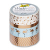 Folia Washi Tape - dekoračná lepiaca páska - Ružová, zlatá, 4 ks